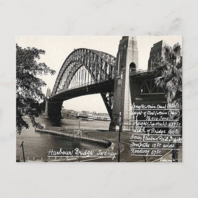 Antigua postal - Puente Harbour, Sydney, Nueva Gal (Anverso)