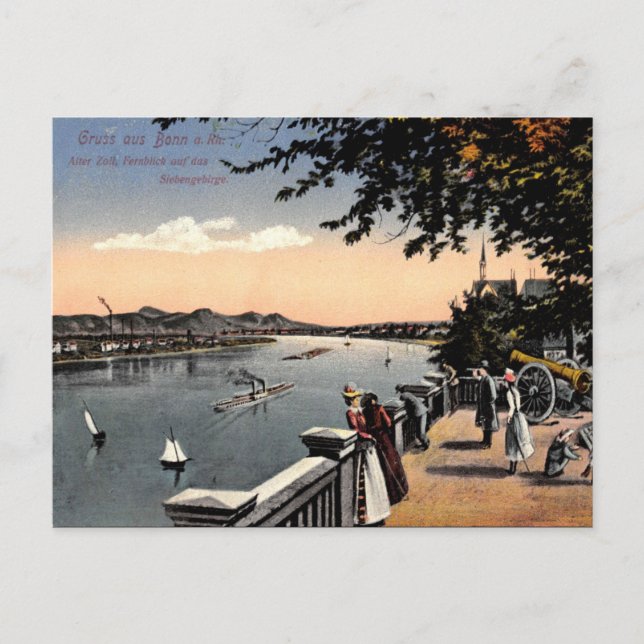 Antigua postal - Rin, Bonn, Alemania (Anverso)