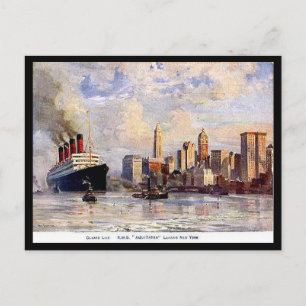 Antigua postal - RMS Aquitania sale de Nueva York