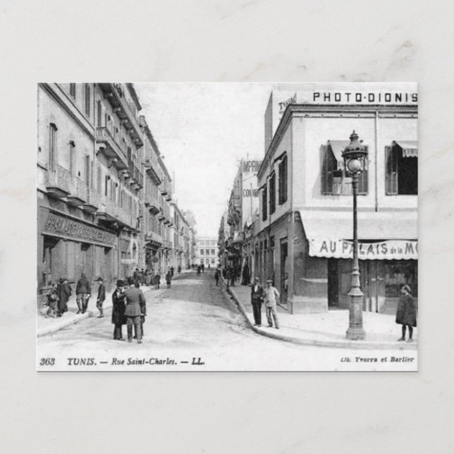 Antigua postal - Rue Saint-Charles, Túnez (Anverso)