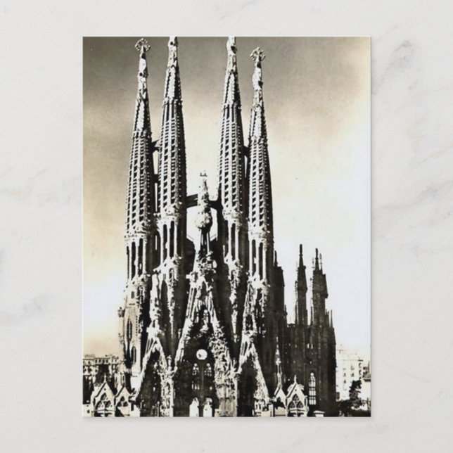 Antigua postal - Sagrada Familia, Barcelona (Anverso)