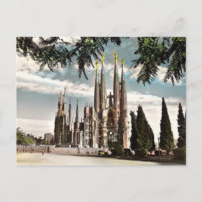 Antigua postal - Sagrada Familia, Barcelona (Anverso)