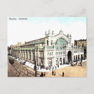 Antigua postal - Salones del mercado, Varsovia, Po