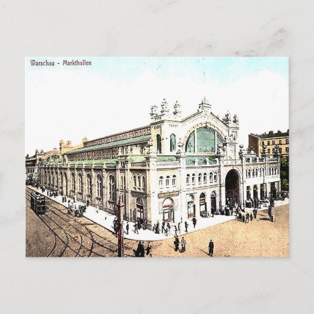 Antigua postal - Salones del mercado, Varsovia, Po (Anverso)