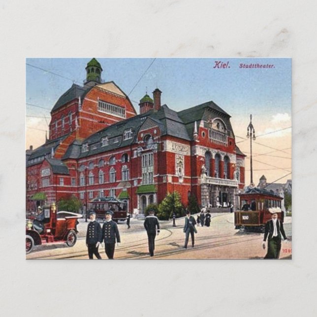 Antigua postal - Stadttheater, Kiel, Alemania (Anverso)