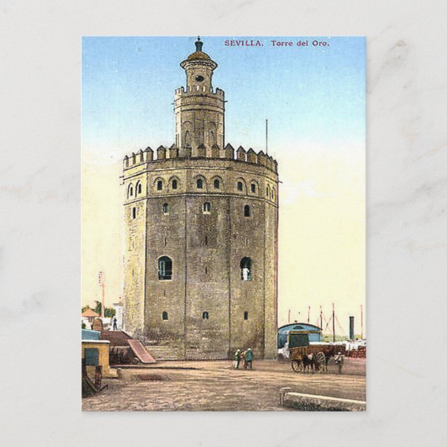 Antigua postal - Torre del Oro, Sevilla, España (Anverso)