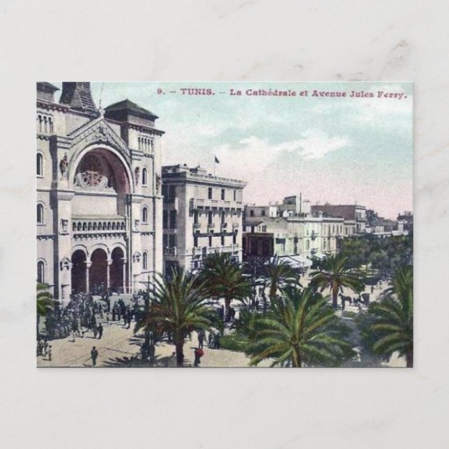 Antigua postal - Túnez, Catedral (Anverso)