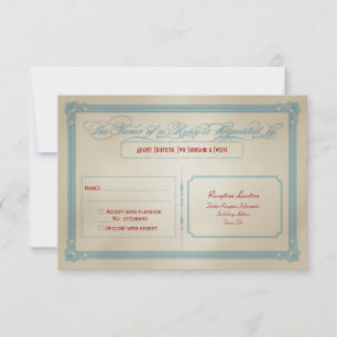 Antigua RSVP de Boda Casera Rojo Blanco y Azul
