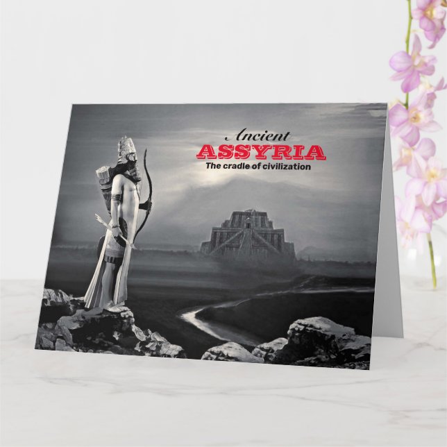 Antigua tarjeta de felicitación plegada asiria (Orquídea)