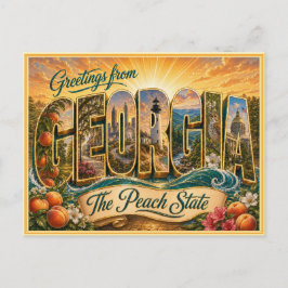 Antigua Tarjeta Postal de Saludo de Georgia
