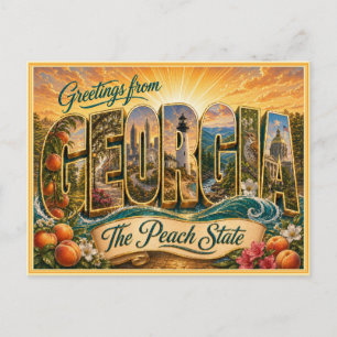 Antigua Tarjeta Postal de Saludo de Georgia