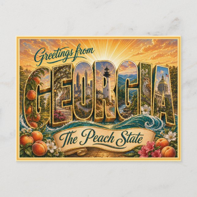 Antigua Tarjeta Postal de Saludo de Georgia (Anverso)