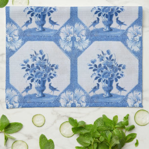 Antiguas Aves Azules Delft Floral Kitchen Toallas