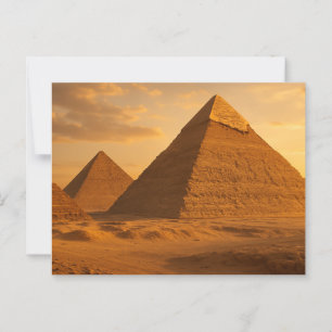 Antiguas pirámides de Giza, postal egipcia de oro