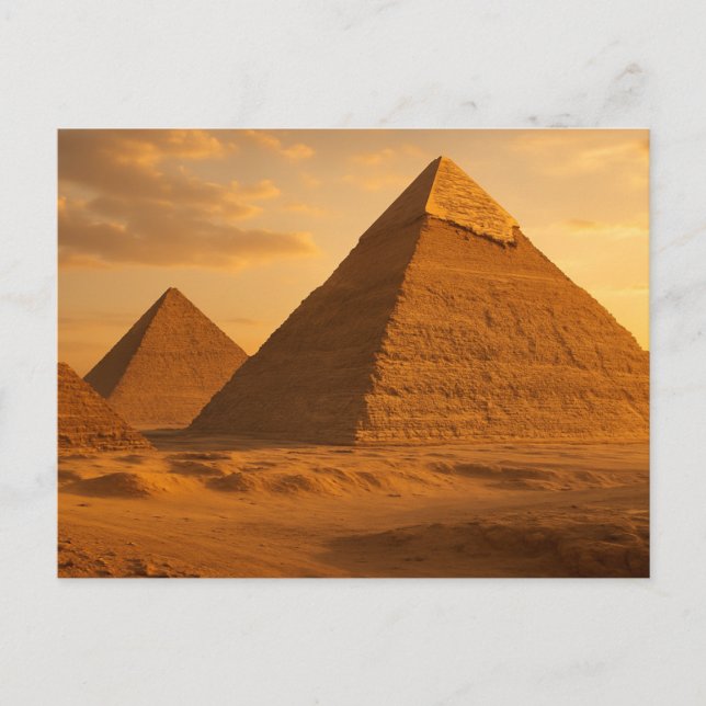Antiguas pirámides de Giza, postal egipcia de oro (Anverso)