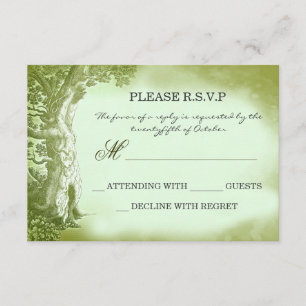 antiguas tarjetas RSVP de boda rústica vintage de 