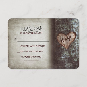 Antiguas tarjetas RSVP para bodas rústicas