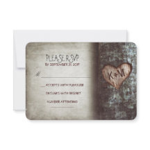 Antiguas tarjetas RSVP para bodas rústicas