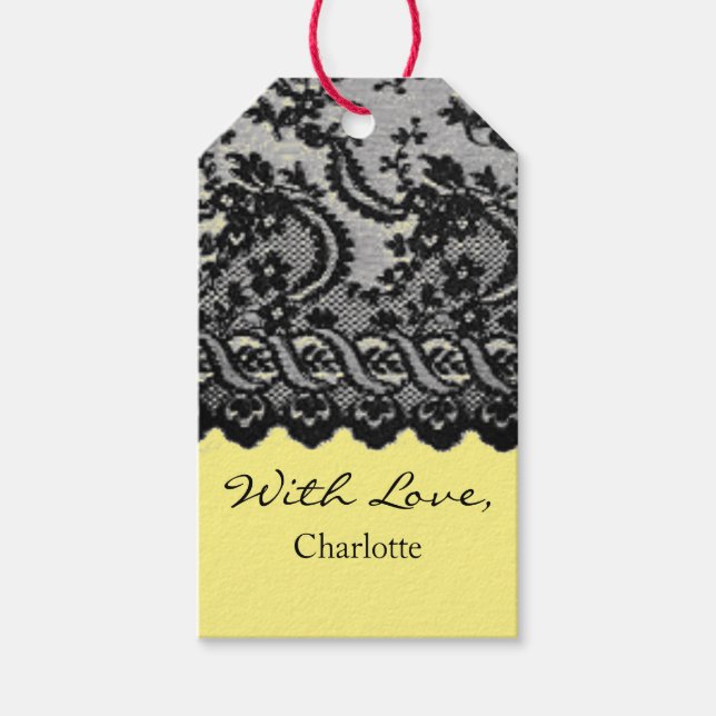 ANTIGÜEDAD DE LA ETIQUETA DE REGALO AMARILLO CON N (Anverso)