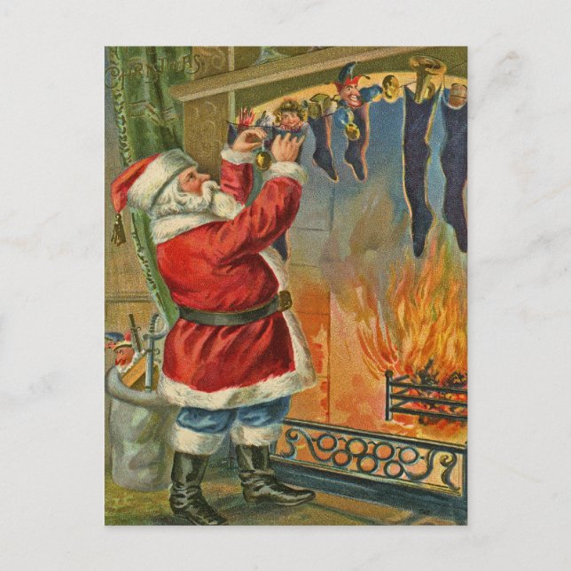 Antigüedad, postal del navidad de Vintage-Santa (Anverso)