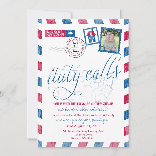 Antiguo Airmail Invitación militar en movimiento (Anverso)