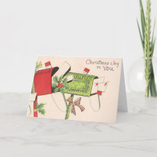 Antiguo - buzones llenos de tarjetas de Navidad,