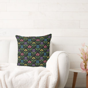 Antiguo Cojín decorativo de Flores de Needlepoint
