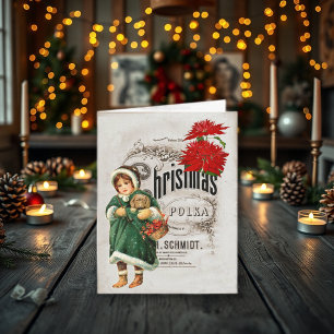 Antiguo efímero navideño Anuncio Alegría al mundo