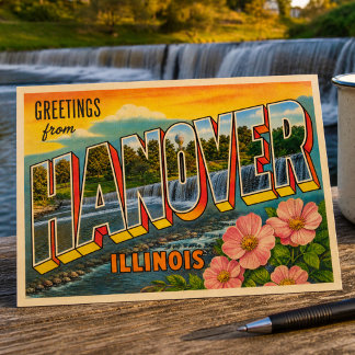 Antiguo Hanover Illinois Saludos Desde Tarjeta Pos