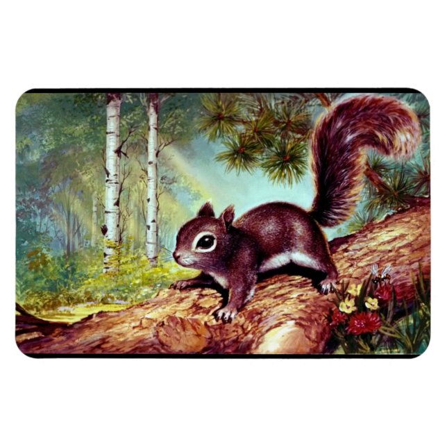 Antiguo imán de imagen de ardilla antigua (Horizontal)