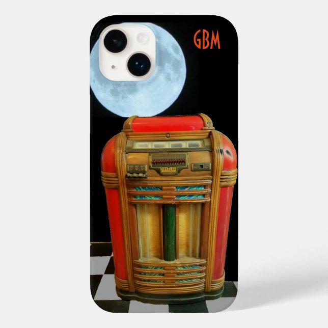 Antiguo Jukebox clásico con Funda de luna azul com (Reverso )