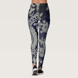 ANTIGUO LACE PATRÓN LEGGINS AZUL Y GRIS