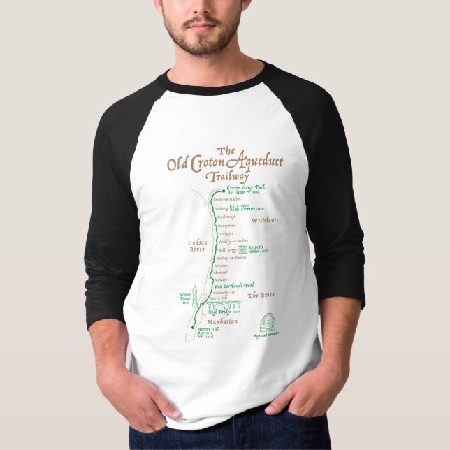 Antiguo mapa de acueductos de Croton Camisa Raglan (Anverso)