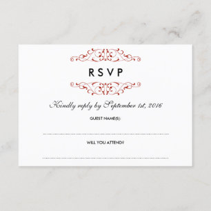 Antiguo matrimonio rojo floreciente RSVP