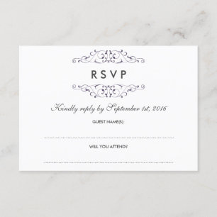 Antiguo matrimonio violeta floreciente RSVP