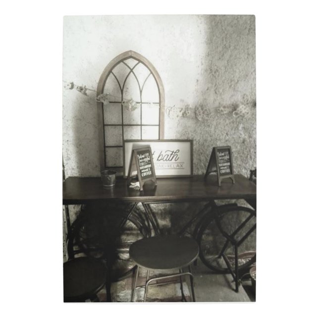 Antiguo Muro Rústico Blanco y Negro Arte Metalizad (Anverso)