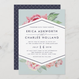 Antiguo Peony | Invitación a matrimonio Rubor y Sa