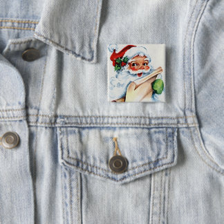 Antiguo Pin Botón de Santa Claus Padre Navidad