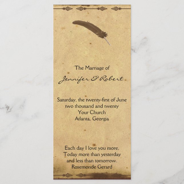 Antiguo programa de bodas de pergamino de estilo e (Anverso)