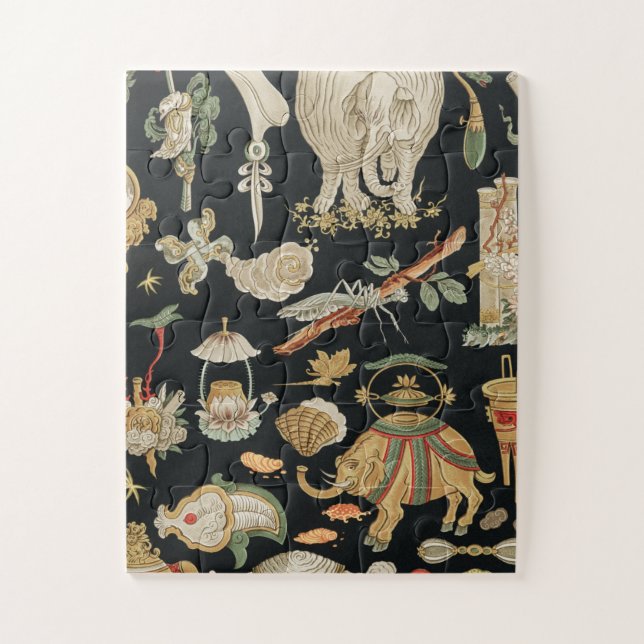 Antiguo rompecabezas de arte chino (11" x 14") (Vertical)