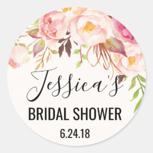 Antiguo Rosa Bridal Shower Favor Pegatinas