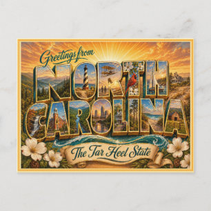 Antiguo saludo de Carolina del Norte de postal