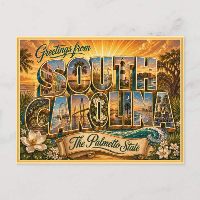 Antiguo saludo de Carolina del Sur de una postal (Anverso)