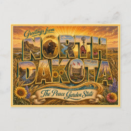 Antiguo saludo de Dakota del Norte de una postal