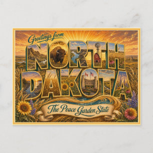 Antiguo saludo de Dakota del Norte de una postal