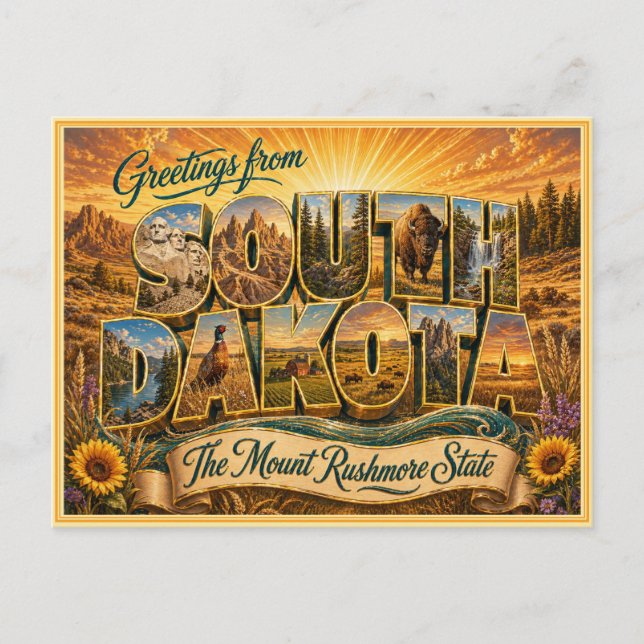 Antiguo saludo de Dakota del Sur de postal (Anverso)