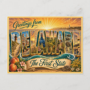 Antiguo saludo de Delaware de postal