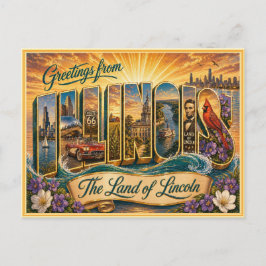 Antiguo Saludo de Illinois de Tarjeta Postal