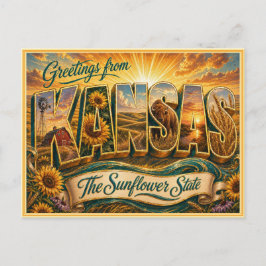 Antiguo saludo de Kansas de postal