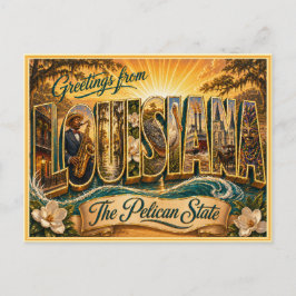Antiguo saludo de Louisiana de tarjeta postal